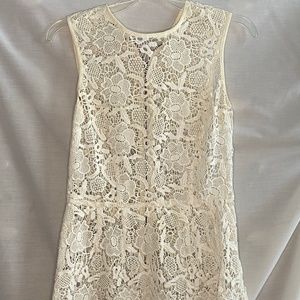 CAbi Cream Lace See-Through Sleeveless Top